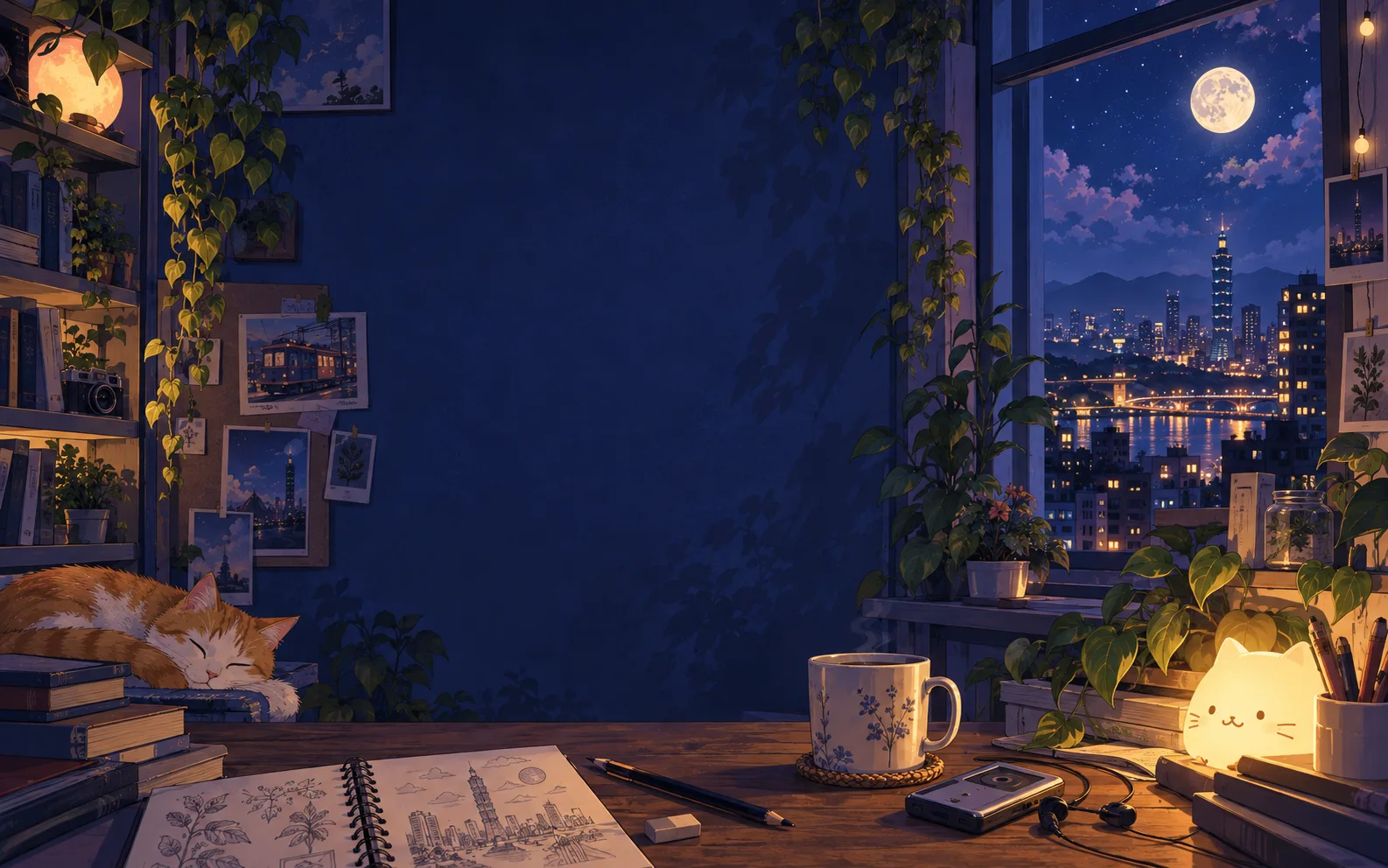 Moonlit creative room concept